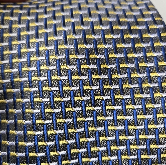 Paul Smith 100% Silk Black, Blue and Yellow Patterned Tie - Picture 3 of 9